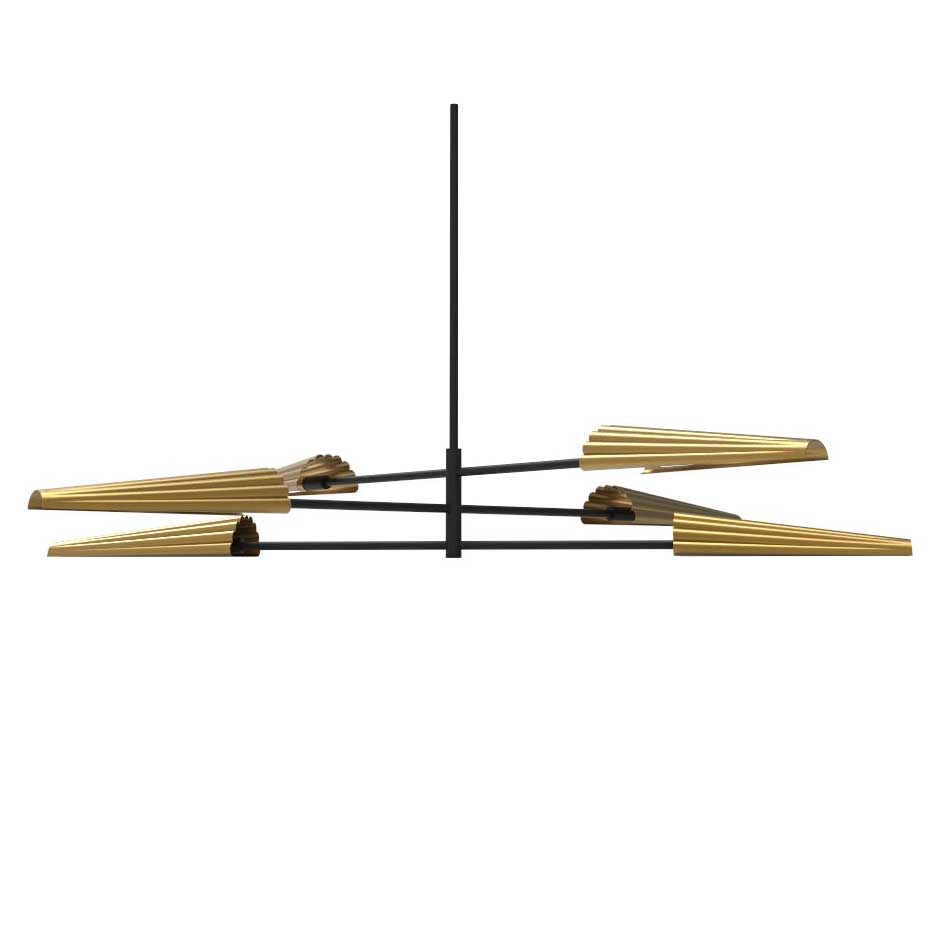 Dainolite 6 Light Incandescent 3-Tier Chandelier Matte Black and Aged Brass