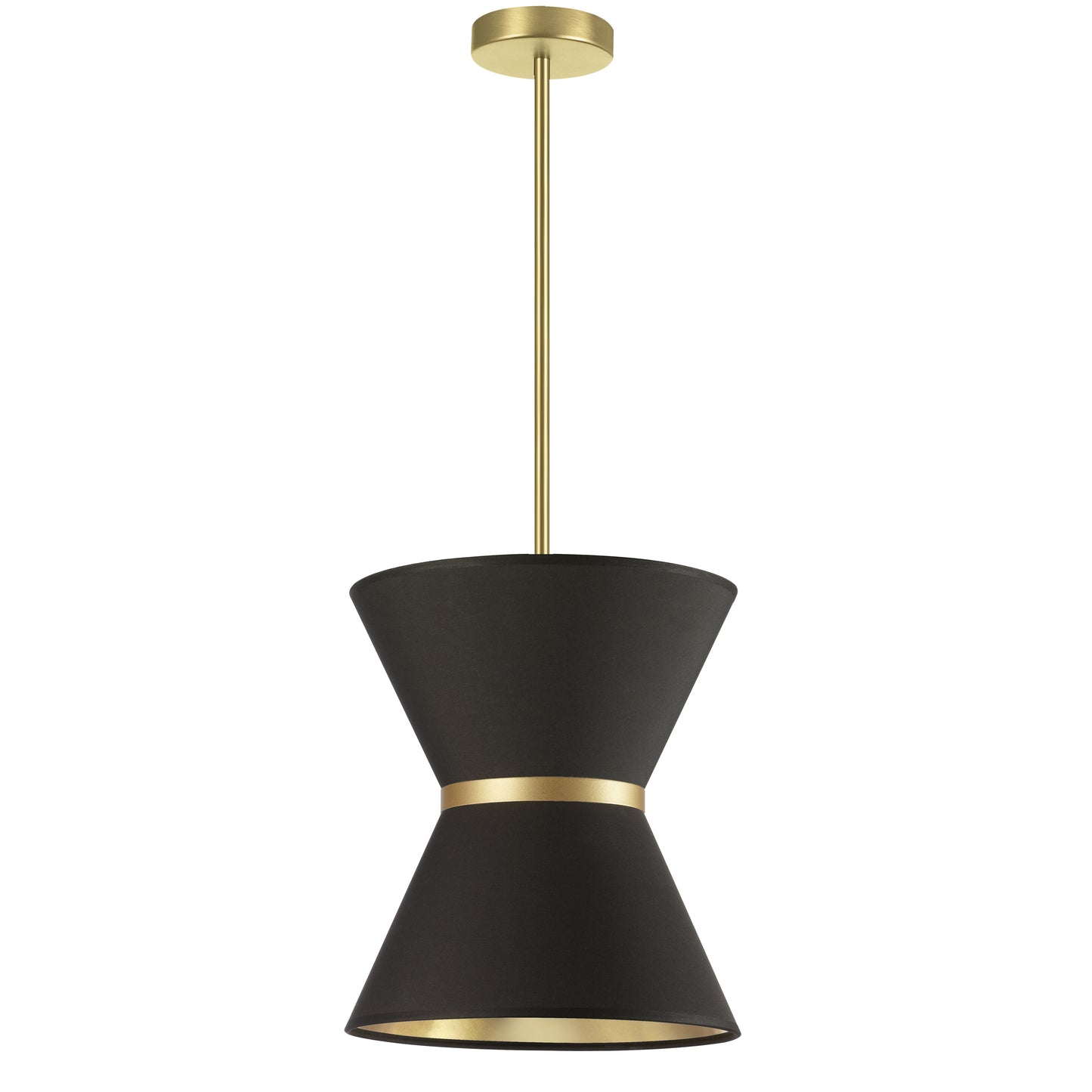 Dainolite CTN-121P-AGB-698 1 Light Incandescent Pendant, Aged Brass with Gold Ring Black / Gold Shade