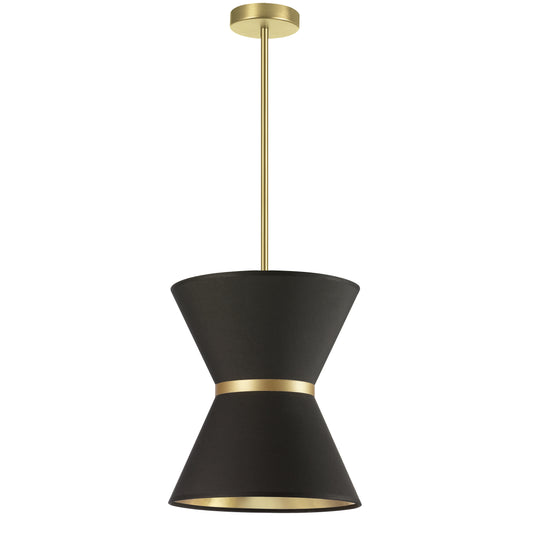 Dainolite CTN-121P-AGB-698 1 Light Incandescent Pendant, Aged Brass with Gold Ring Black / Gold Shade