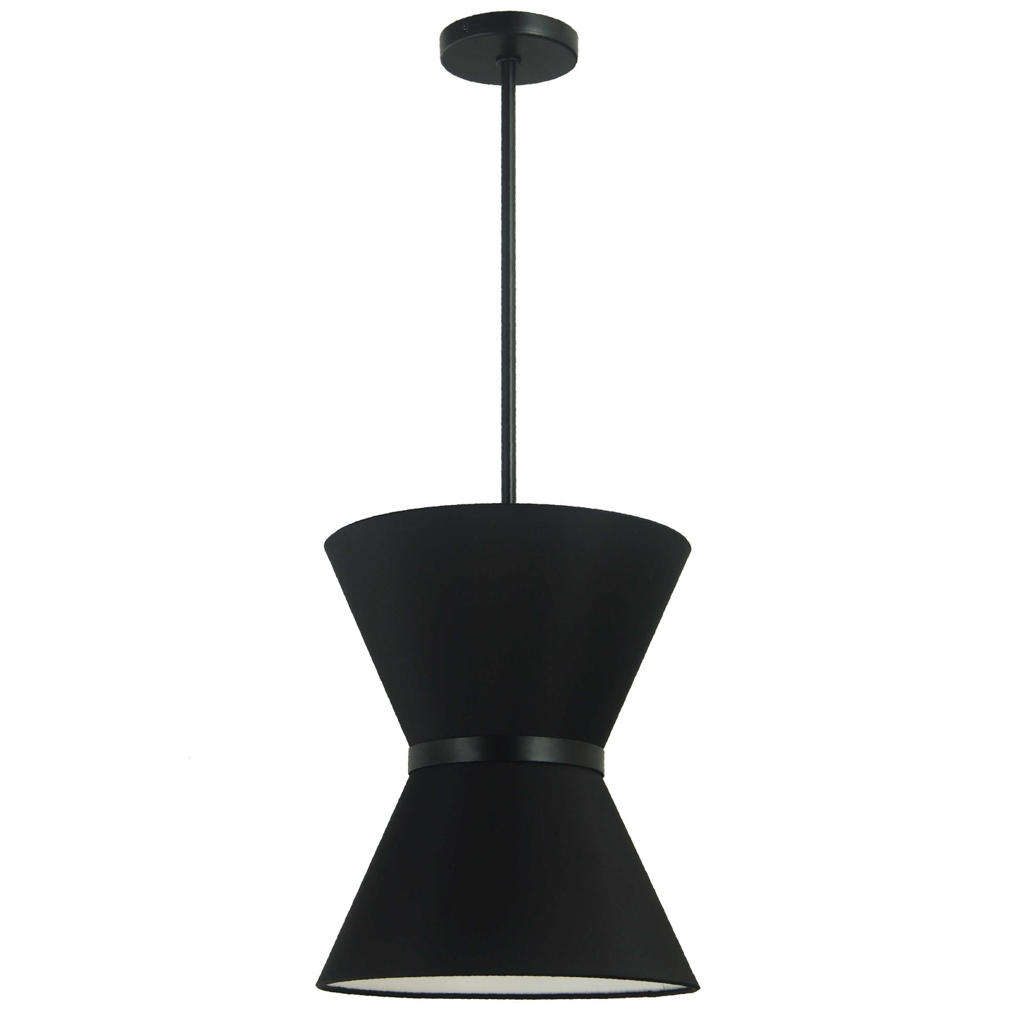 Dainolite CTN-121P-MB-797 1 Light Incandescent Pendant, Matte Black with Black Shade