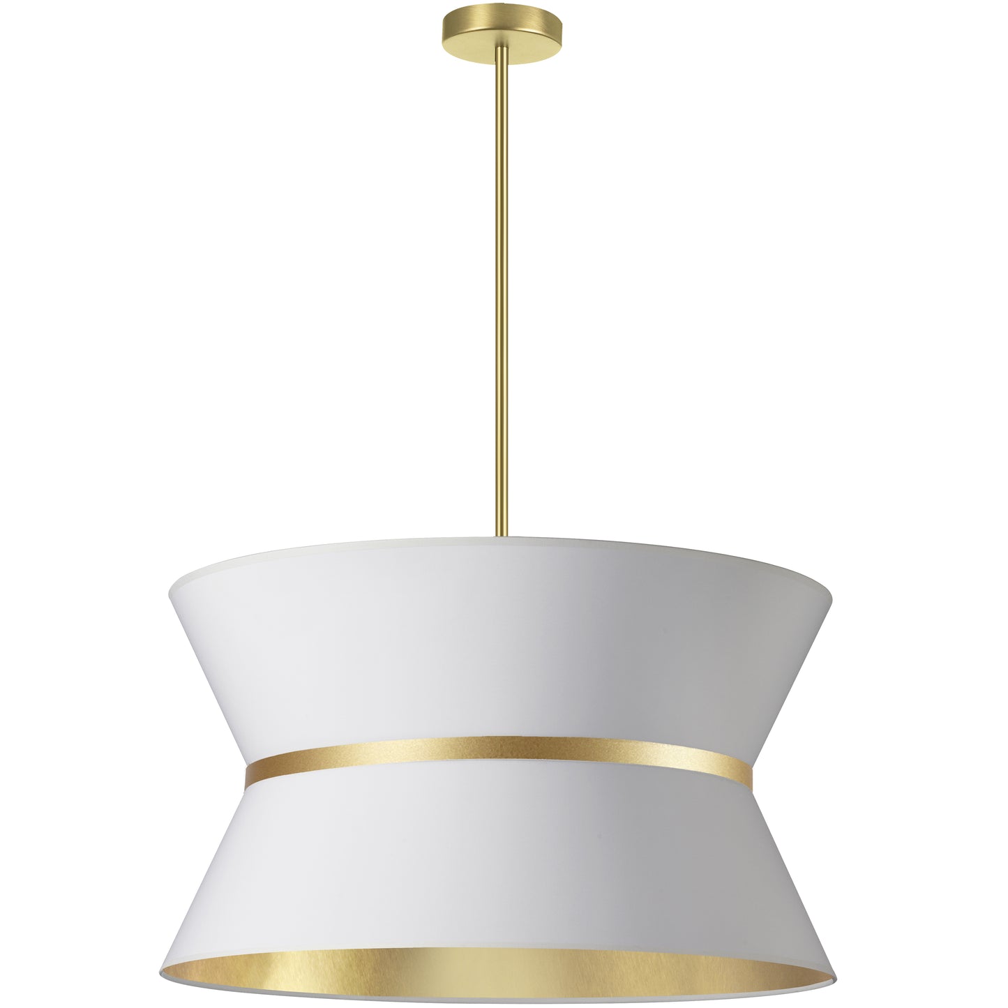 Dainolite 4 Light Incandescent Chandelier, Aged Brass with Gold Ring White / Gold Shade
