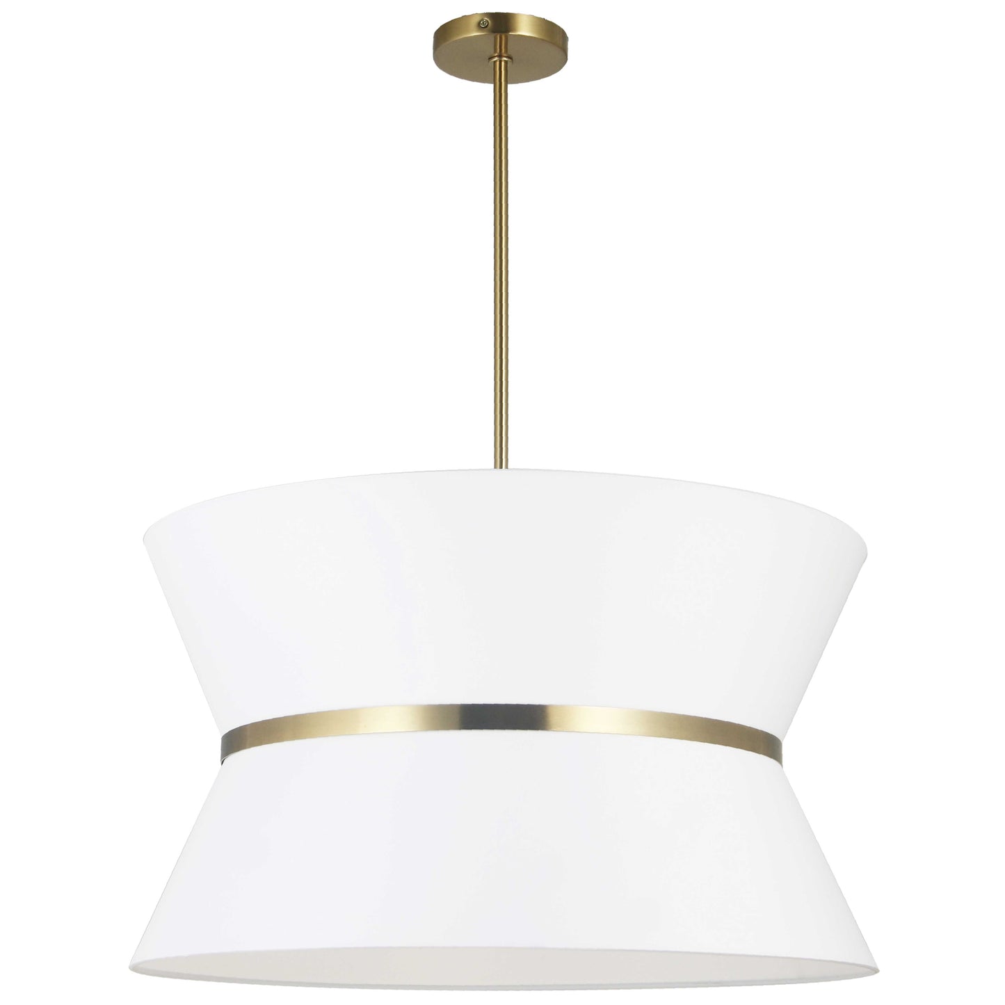 Dainolite 4 Light Incandescent Chandelier, Aged Brass with Gold Ring White Shade