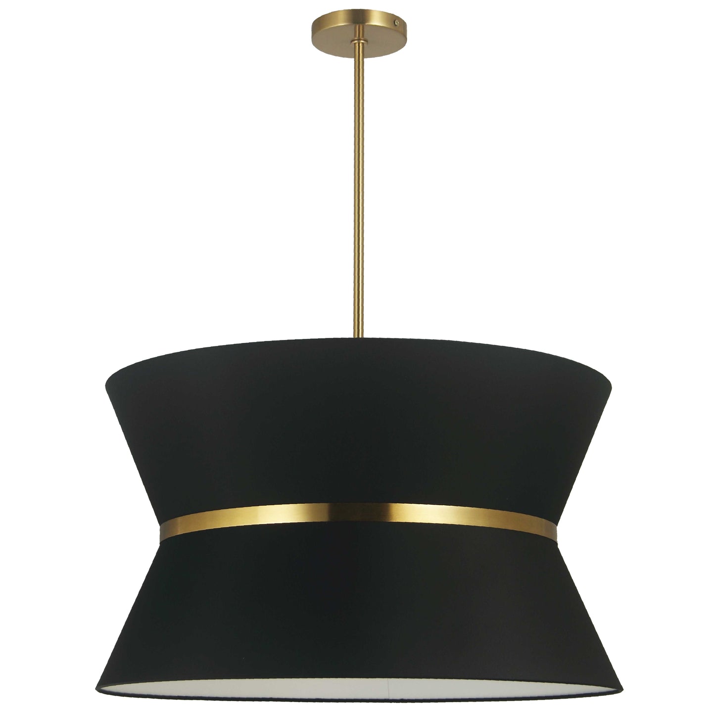 Dainolite 4 Light Incandescent Chandelier, Aged Brass with Gold Ring Black Shade