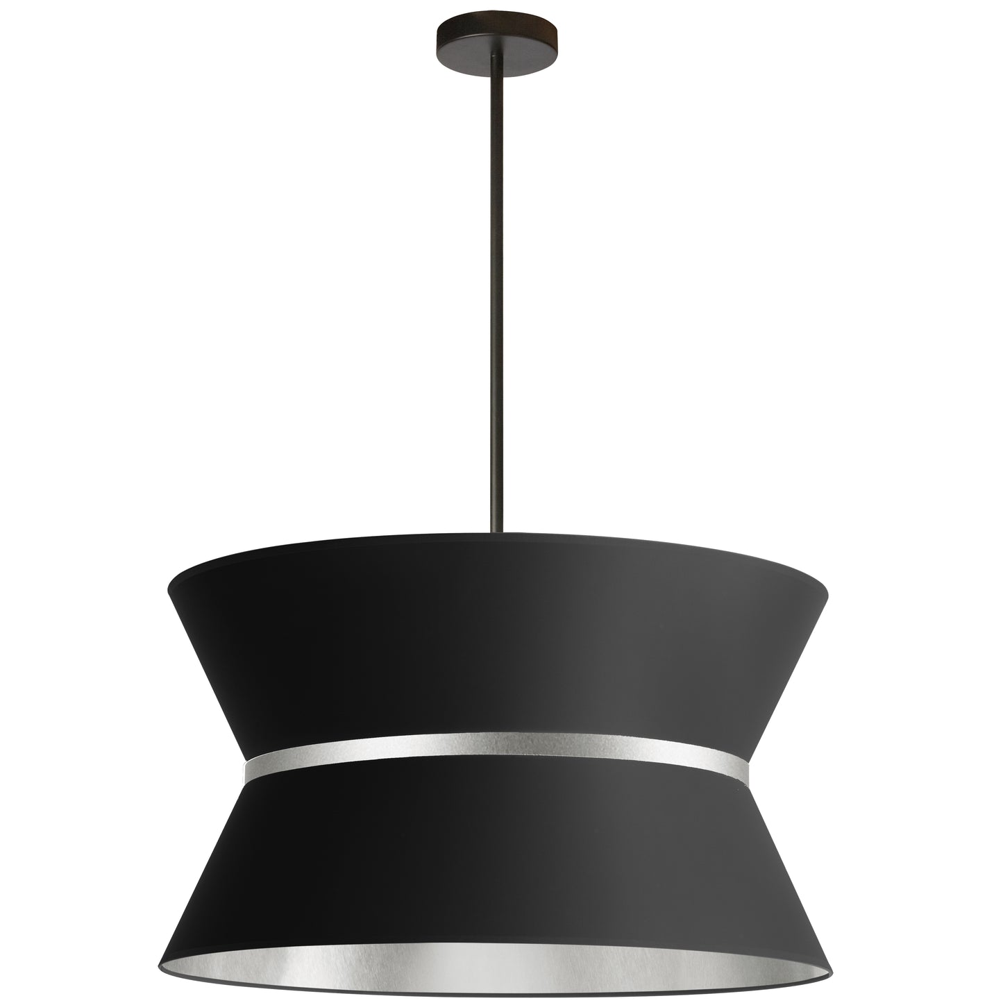 Dainolite 4 Light Incandescent Chandelier, Matte Black with Silver Ring Black / Silver Shade