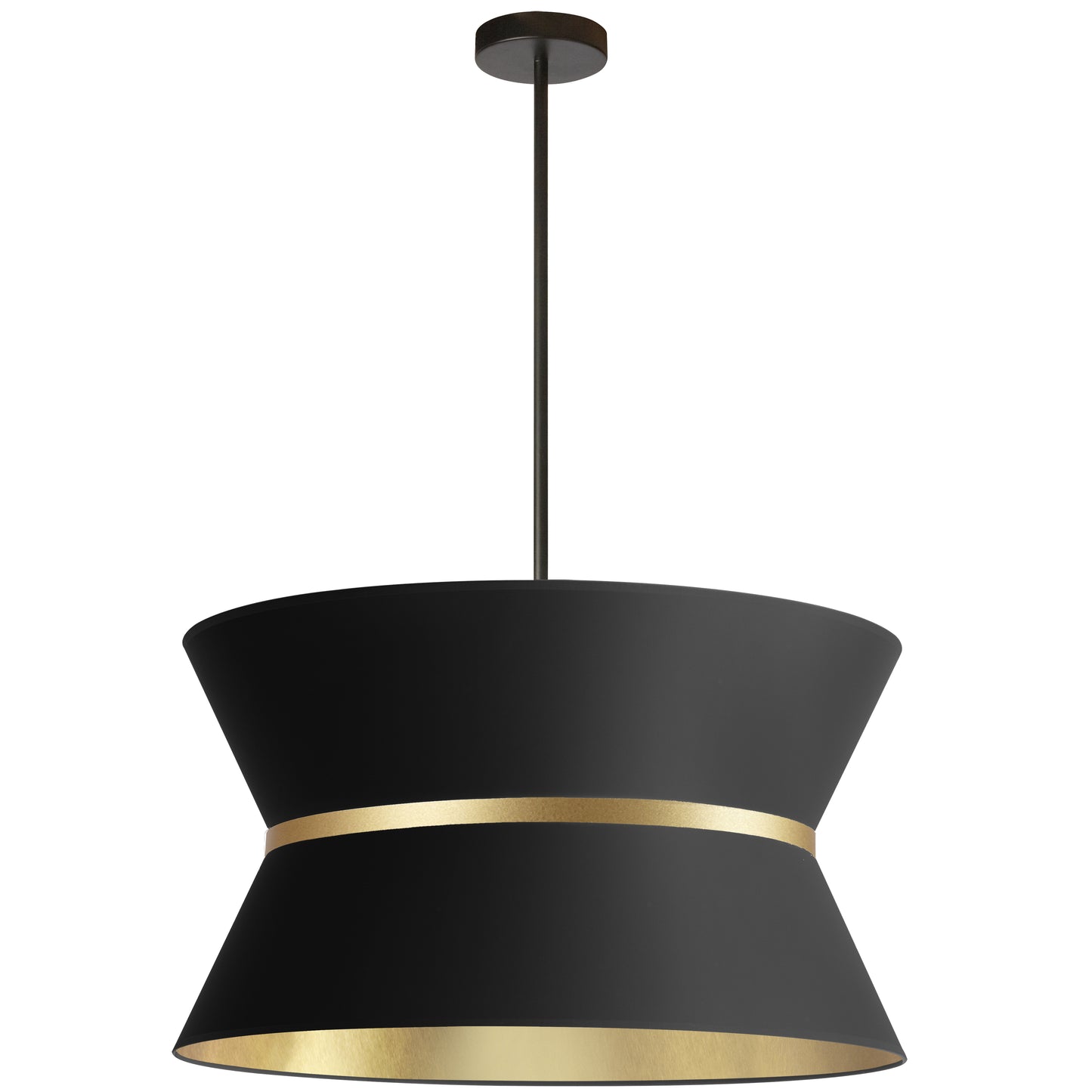 Dainolite 4 Light Incandescent Chandelier, Matte Black with Gold Ring Black / Gold Shade