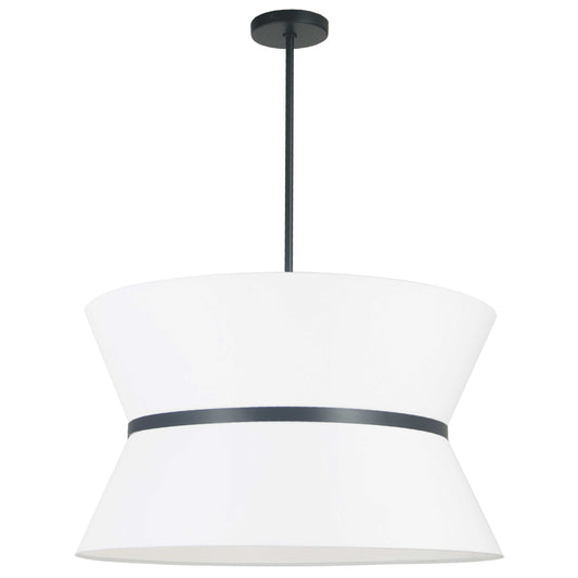 Dainolite CTN-244C-MB-790 4 Light Incandescent Chandelier, Matte Black with White Shade