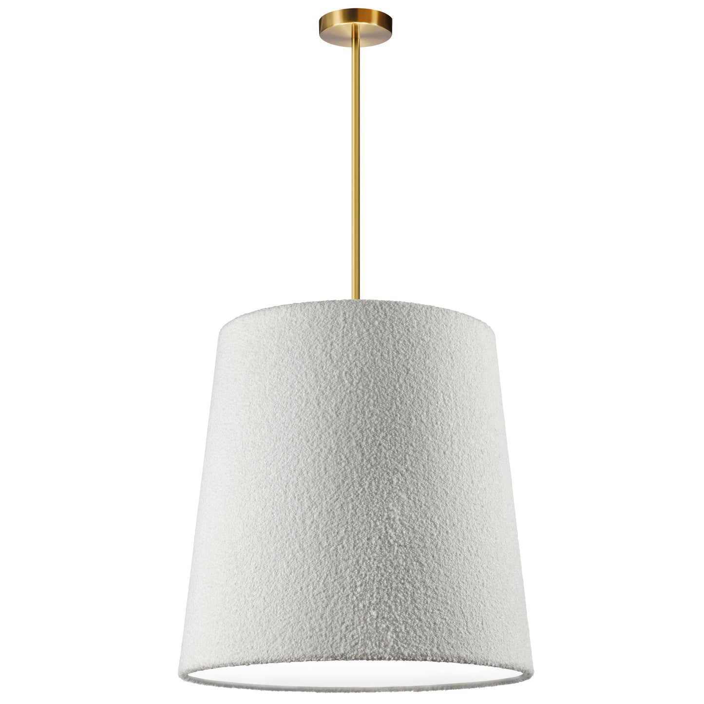 Dainolite 1 Light Incandescent Aged Brass Pendant with Boucle Fabric Shade