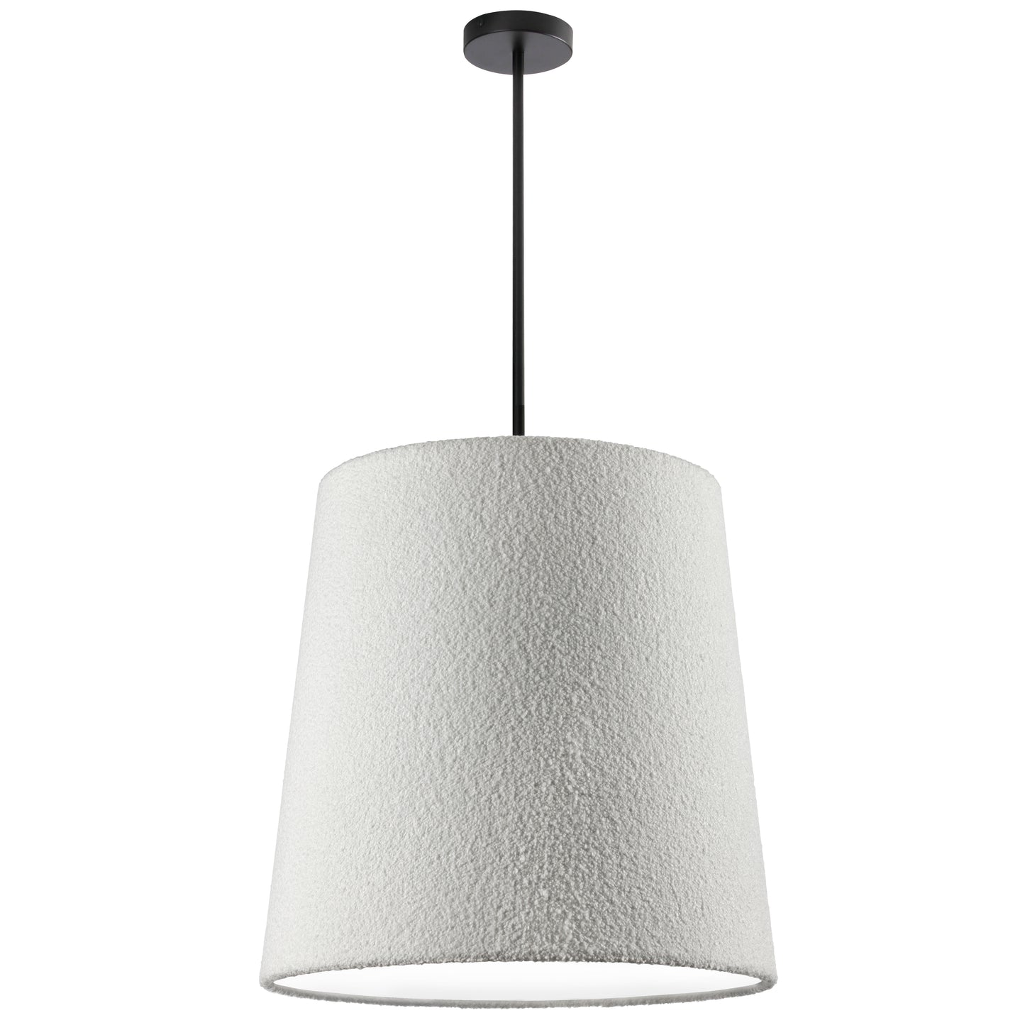 Dainolite 1 Light Incandescent Matte Black Pendant with Boucle Fabric Shade
