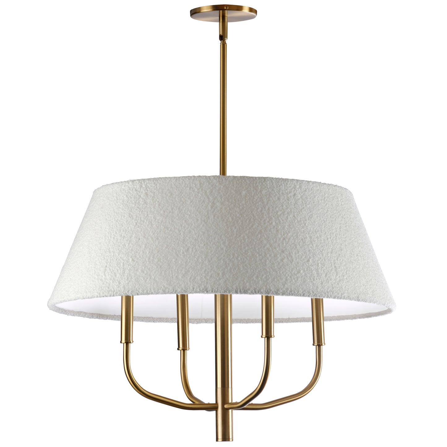 Dainolite 4 Light Incandescent Aged Brass Chandelier with Boucle Fabric Shade