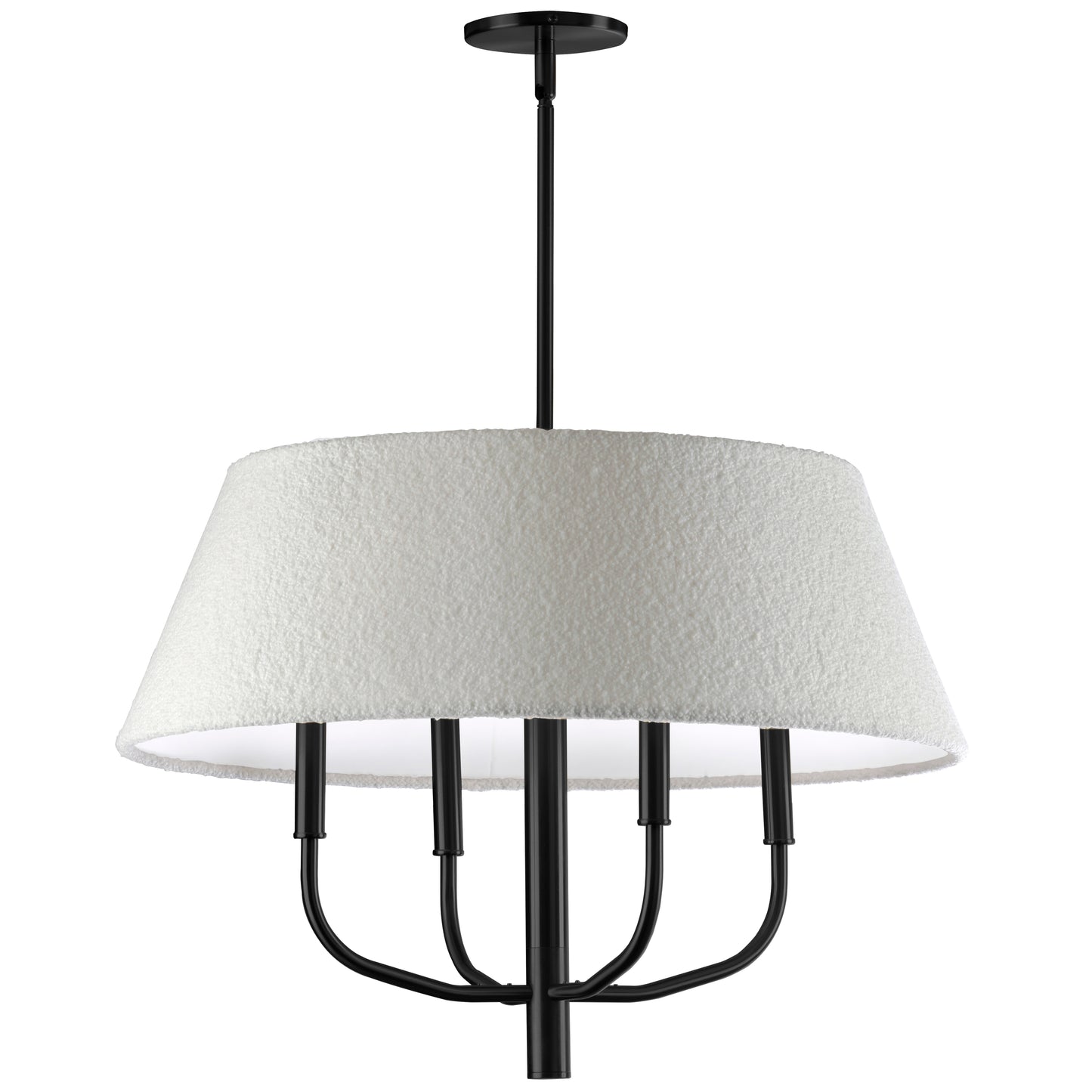 Dainolite 4 Light Incandescent Matte Black Chandelier with Boucle Fabric Shade