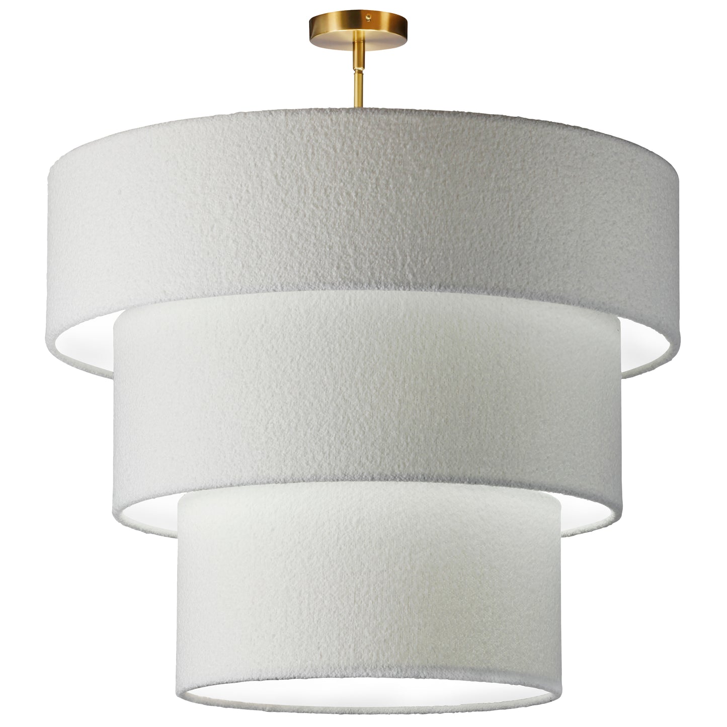 Dainolite 9 Light Incandescent Aged Brass Pendant with Boucle Fabric Shade