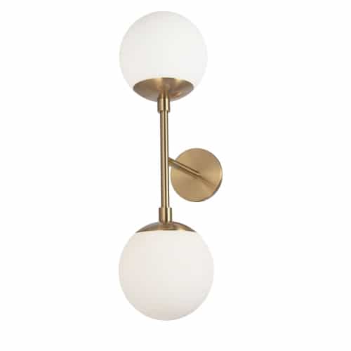 Dainolite DAY-232W-AGB 2 Light Halogen Aged Brass Wall Sconce w/ White Glass