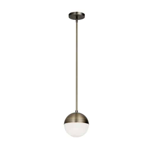 Dainolite DAY-71P-AB 1 Light Halogen Pendant, Antique Brass Finish with White Glass