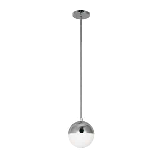 Dainolite DAY-71P-PC 1 Light Halogen Pendant, Polished Chrome Finish with White Glass