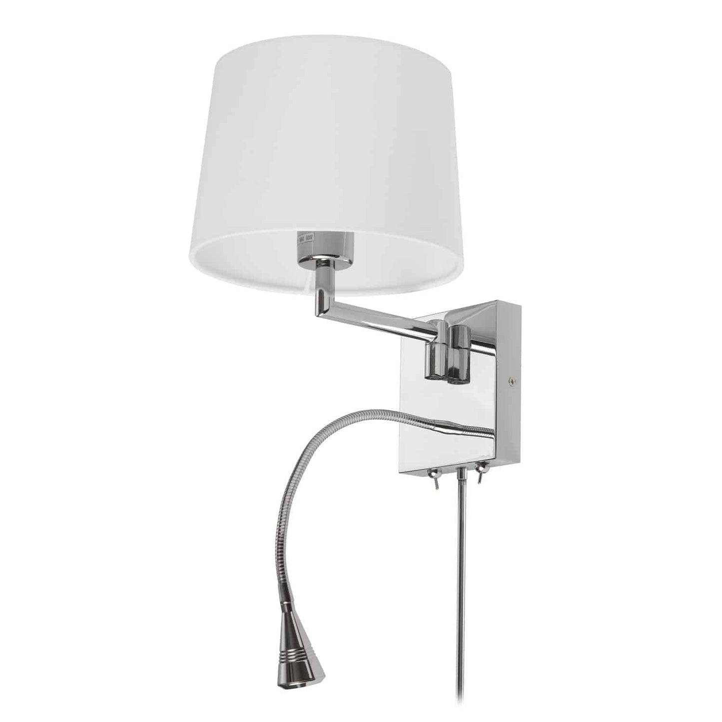 Dainolite DLED426A 1 Light Swing Arm & 1 Downlight LED Wall Sconce, Polished Chrome Finish with White Shade