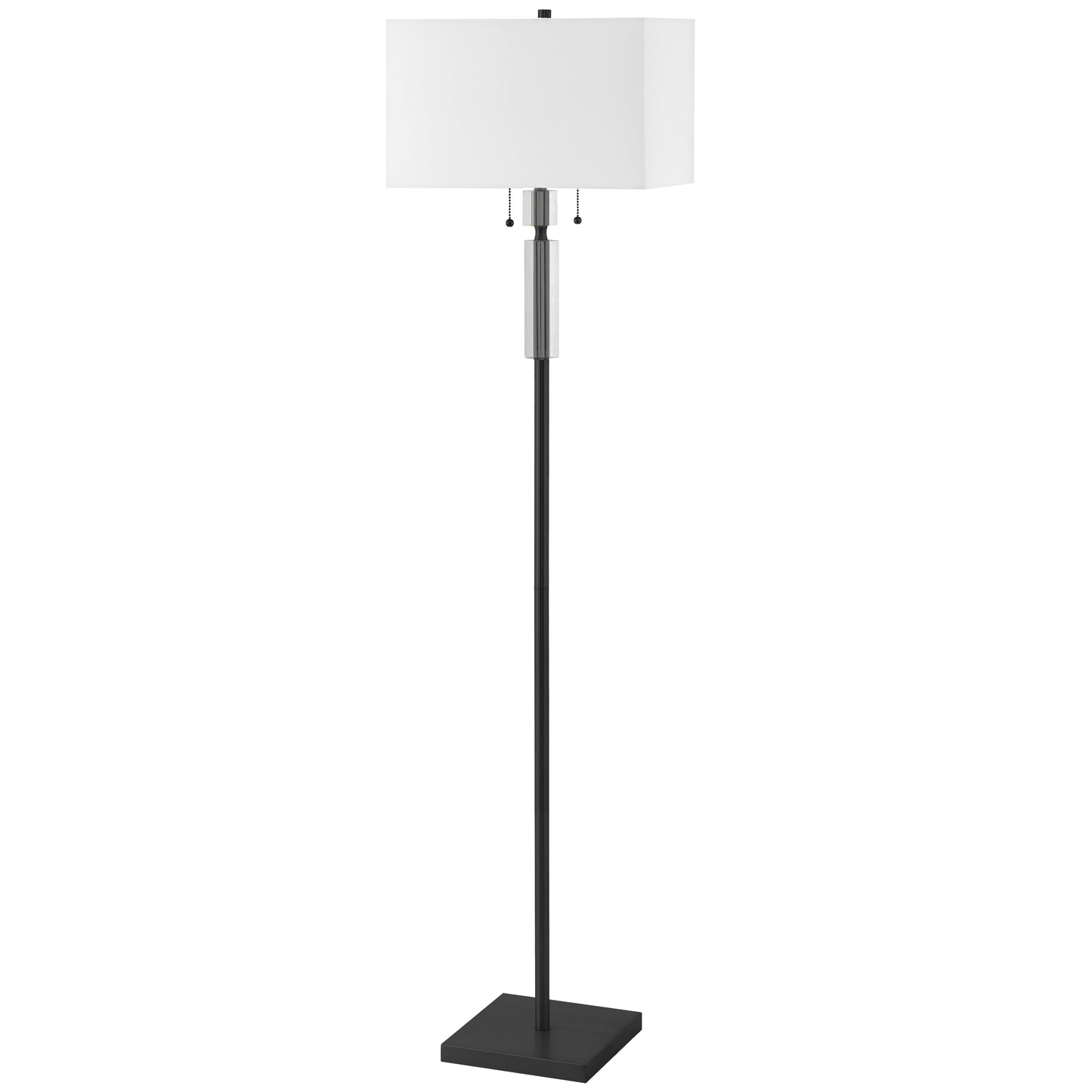 Dainolite 2 Light Incandescent Floor Lamp Matte Black with White Shade