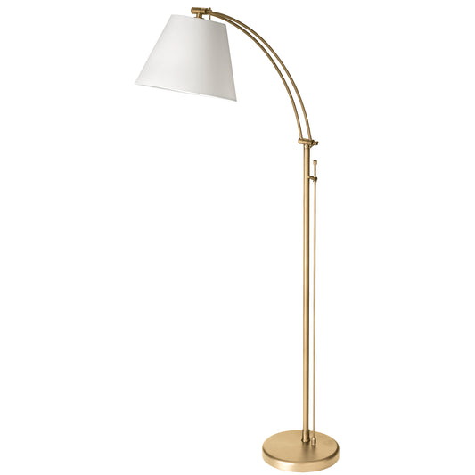 Dainolite DM2578-F-AGB 1 Light Incandescent Adjustable Floor Lamp, Aged Brass with White Shade