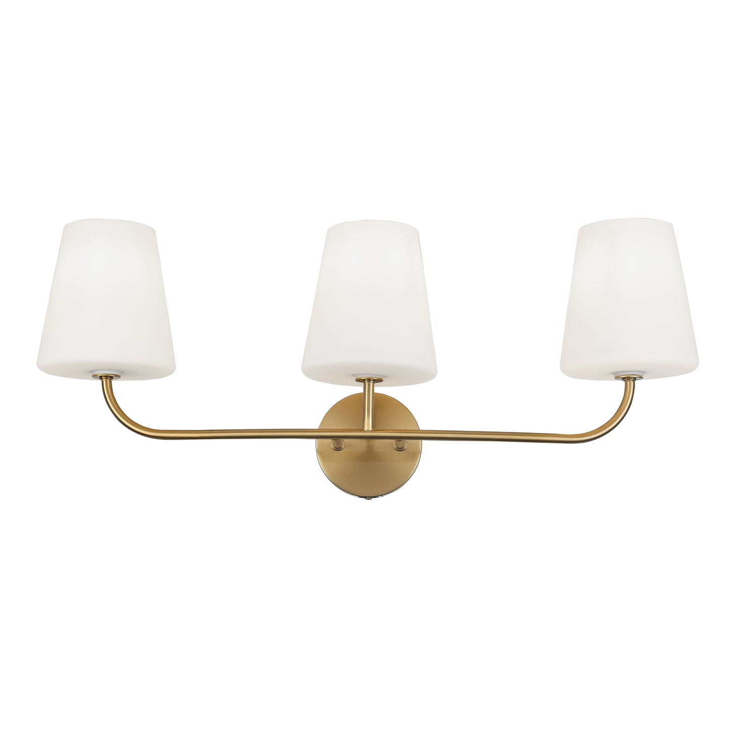 Dainolite 3 Light Incandescent Vanity Aged Brass with White Opal Glass