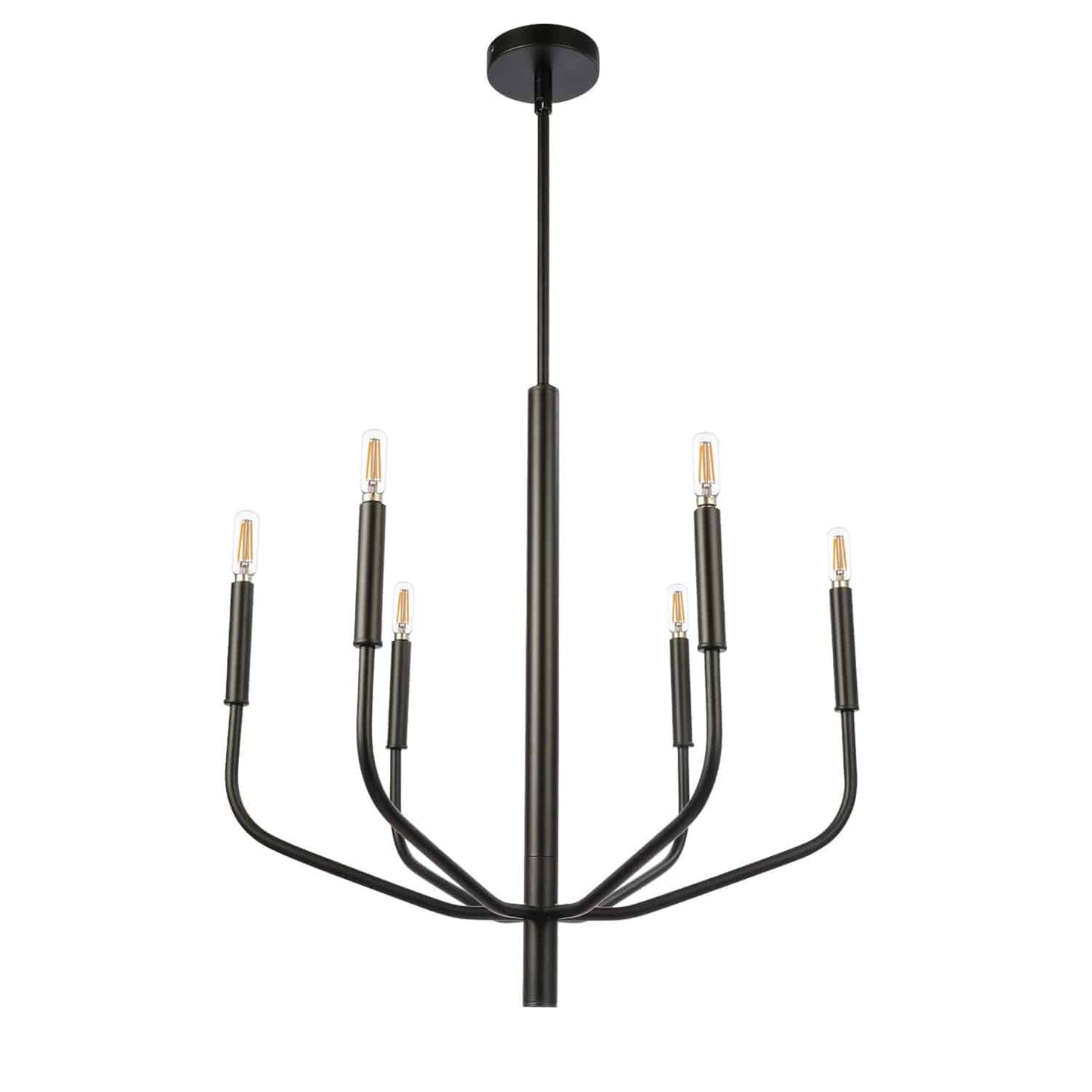 Dainolite 6 Light Incandescent Chandelier, Matte Black