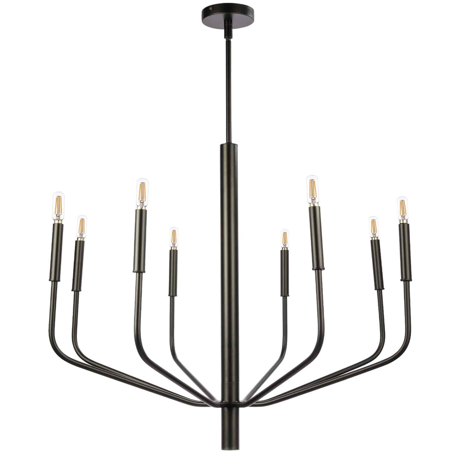 Dainolite 8 Light Incandescent Chandelier, Matte Black