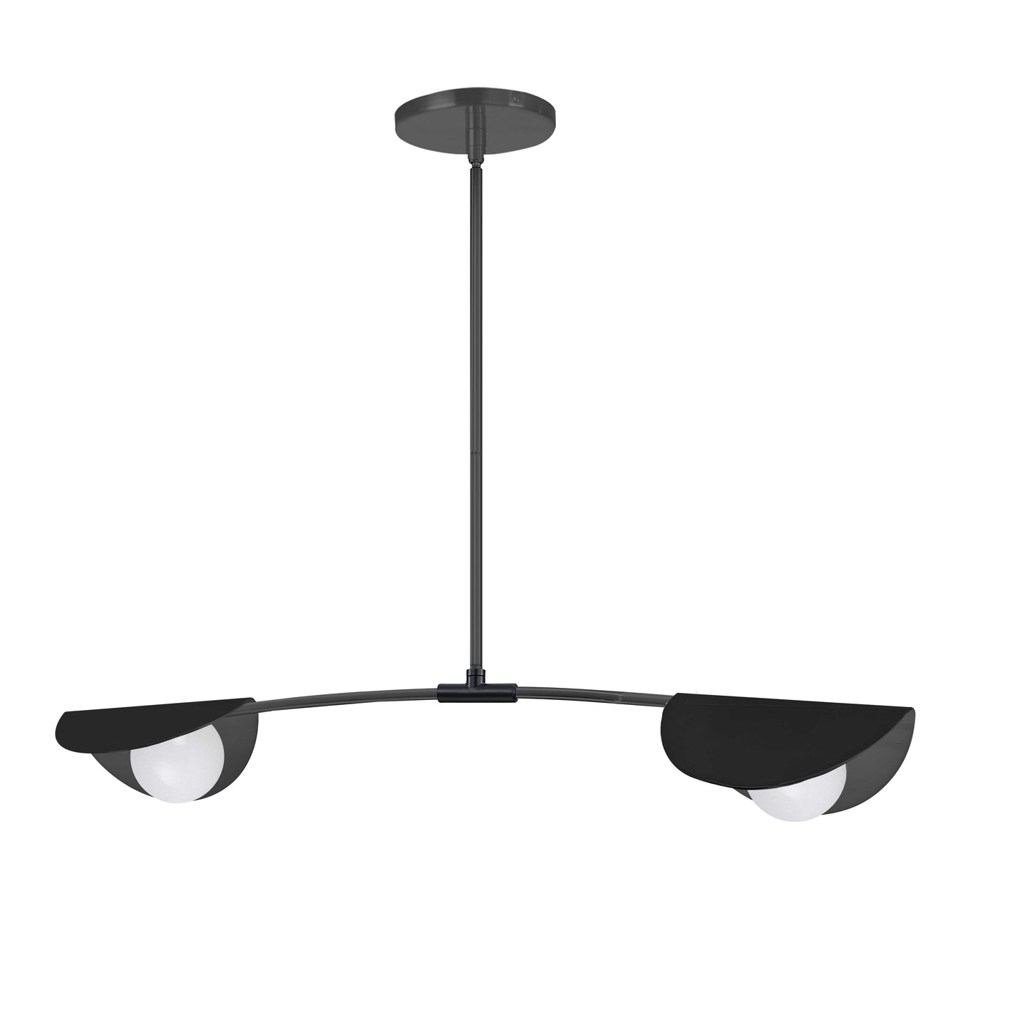 Dainolite 2 Light Halogen Horizontal Pendant Matte Black with White Glass