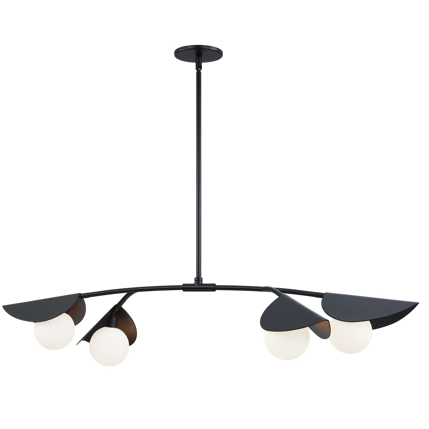 Dainolite 4 Light Halogen Horizontal Pendant Matte Black with White Glass