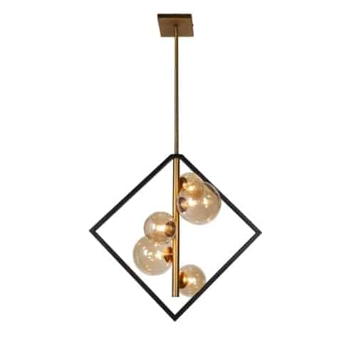 Dainolite GLA-215P-MB-VB 5 Light Pendant, Matte Black / Vintage Bronze Finish, Champagne Glass