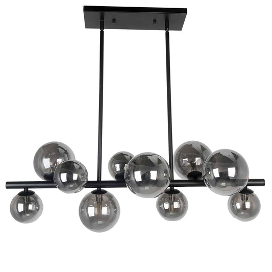 Dainolite GLA-3110HP-MB 10 Light Halogen Horizontal Pendant Matte Black Finish with Smoked Glass
