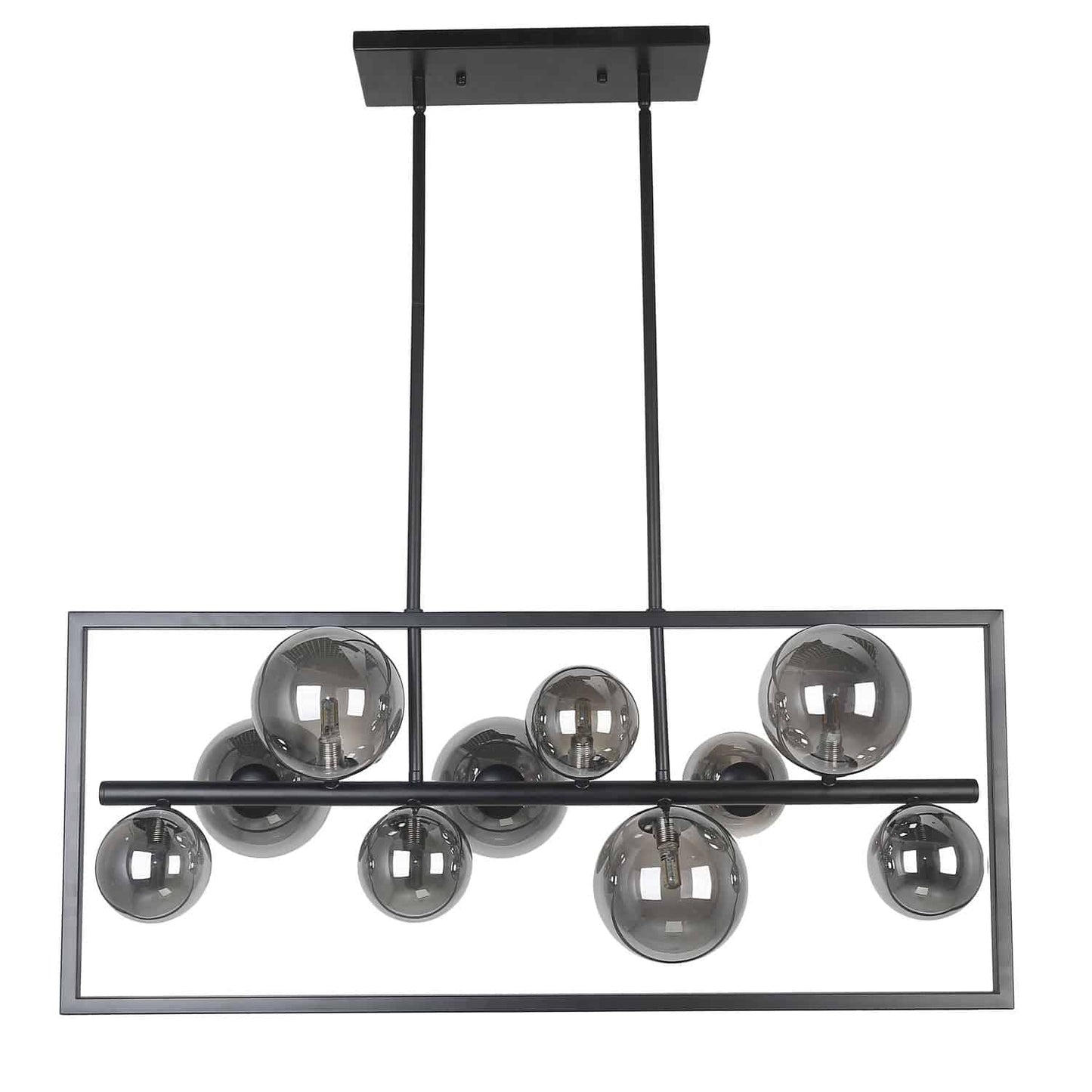 Dainolite GLA-3310HP-MB 10 Light Halogen Horizontal Pendant Matte Black Finish with Smoked Glass
