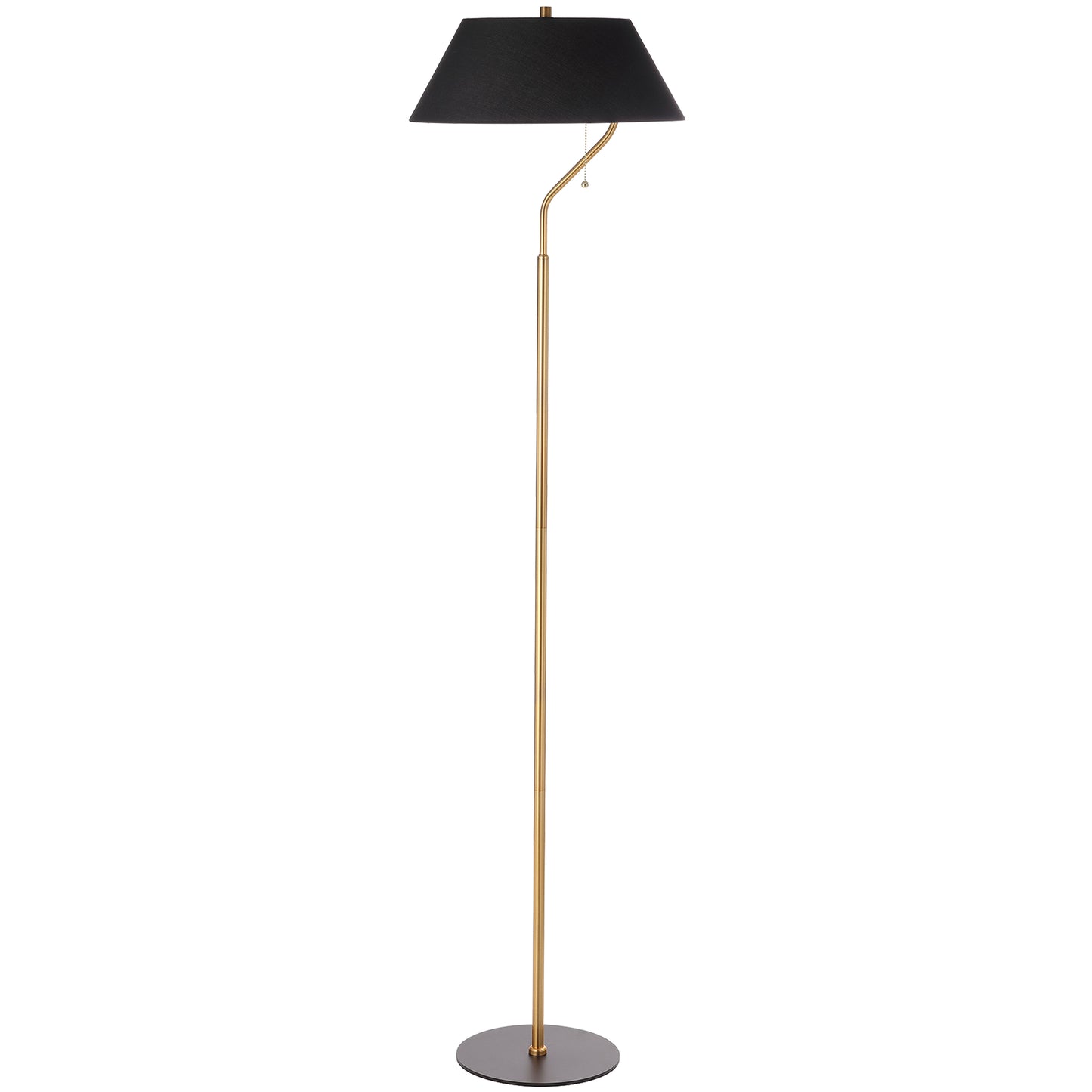 Dainolite 1 Light Aged Brass and Matte Black Floor Lamp with Black Shade