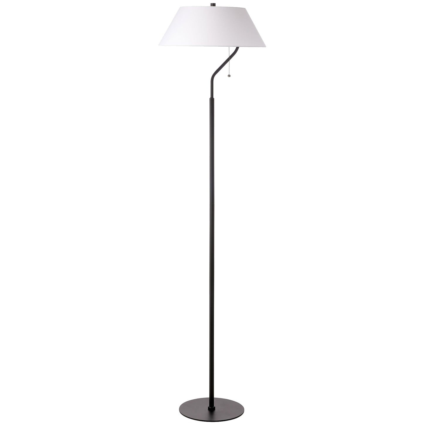 Dainolite 1 Light Matte Black Floor Lamp with White Shade
