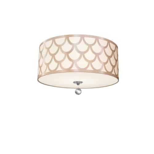 Dainolite 4 Light Flush Mount, Polished Chrome Finish, Winter Gold Shade