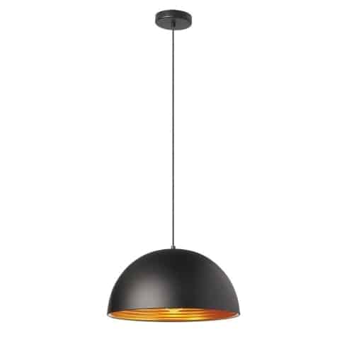 Dainolite HKI-161LP-BK 1 Light Pendant, Matte Black / Gold