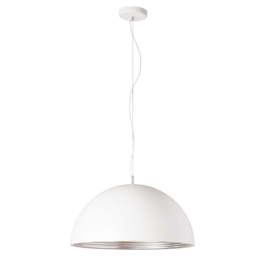 Dainolite HKI-201LP-WH 1 Light Pendant, Matte White / Silver