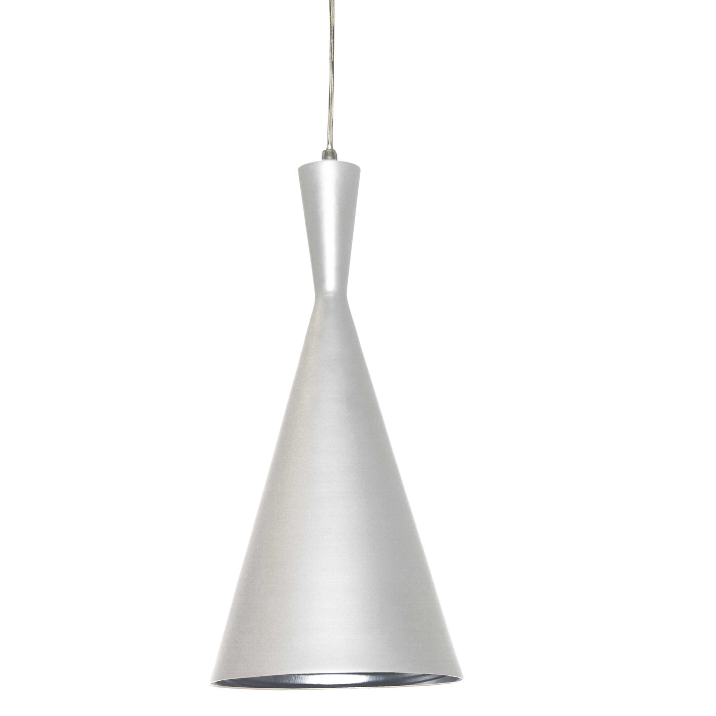 Dainolite HKI-81P-WH 1 Light Incandescent Pendant, Matte White w/Silver Pebbled Interior