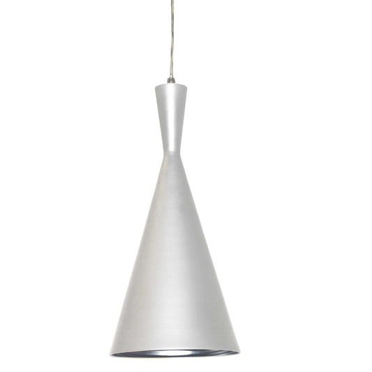 Dainolite HKI-81P-WH 1 Light Incandescent Pendant, Matte White w/Silver Pebbled Interior