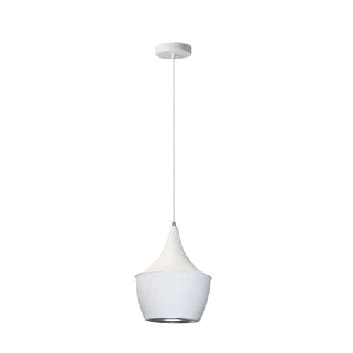 Dainolite HKI-91P-WH 1 Light Pendant, Matte White / Silver