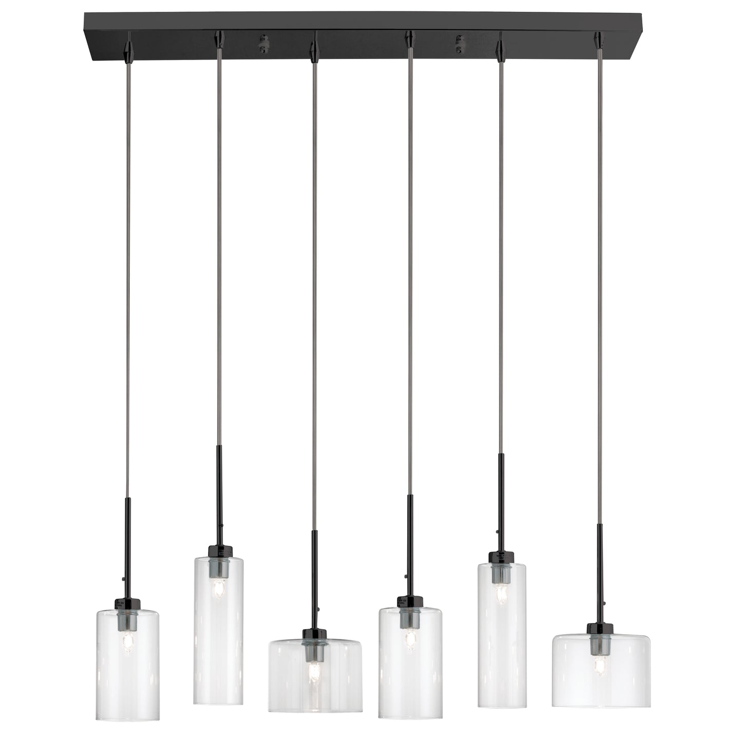 Dainolite IC-286P-MB 6 Light Halogen Horizontal Pendant, Matte Black with Clear Glass