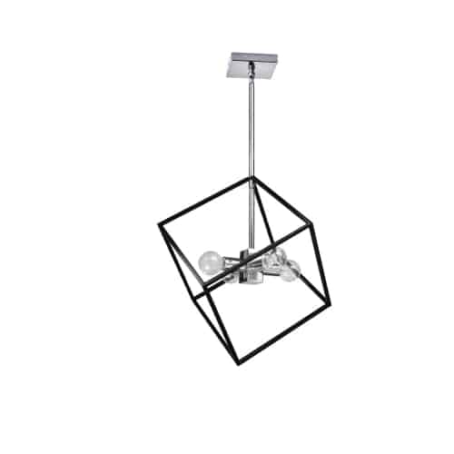 Dainolite KAP-144P-PC-MB 4 Light Pendant, Polished Chrome / Matte Black Finish