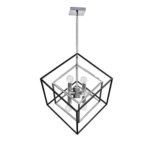 Dainolite KAP-196P-PC-MB 6 Light Pendant, Polished Chrome / Matte Black Finish