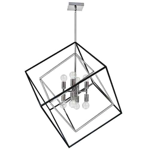 Dainolite KAP-278P-PC-MB 8 Light Pendant, Polished Chrome / Matte Black Finish