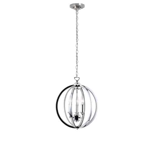 Dainolite KAR-143C-PC 3 Light Chandelier With Crystal Studded Banding, Polished Chrome Finish
