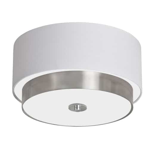 Dainolite LAR-143FH-SC 14" Flush Mount Satin Chrome Finish with White Shade