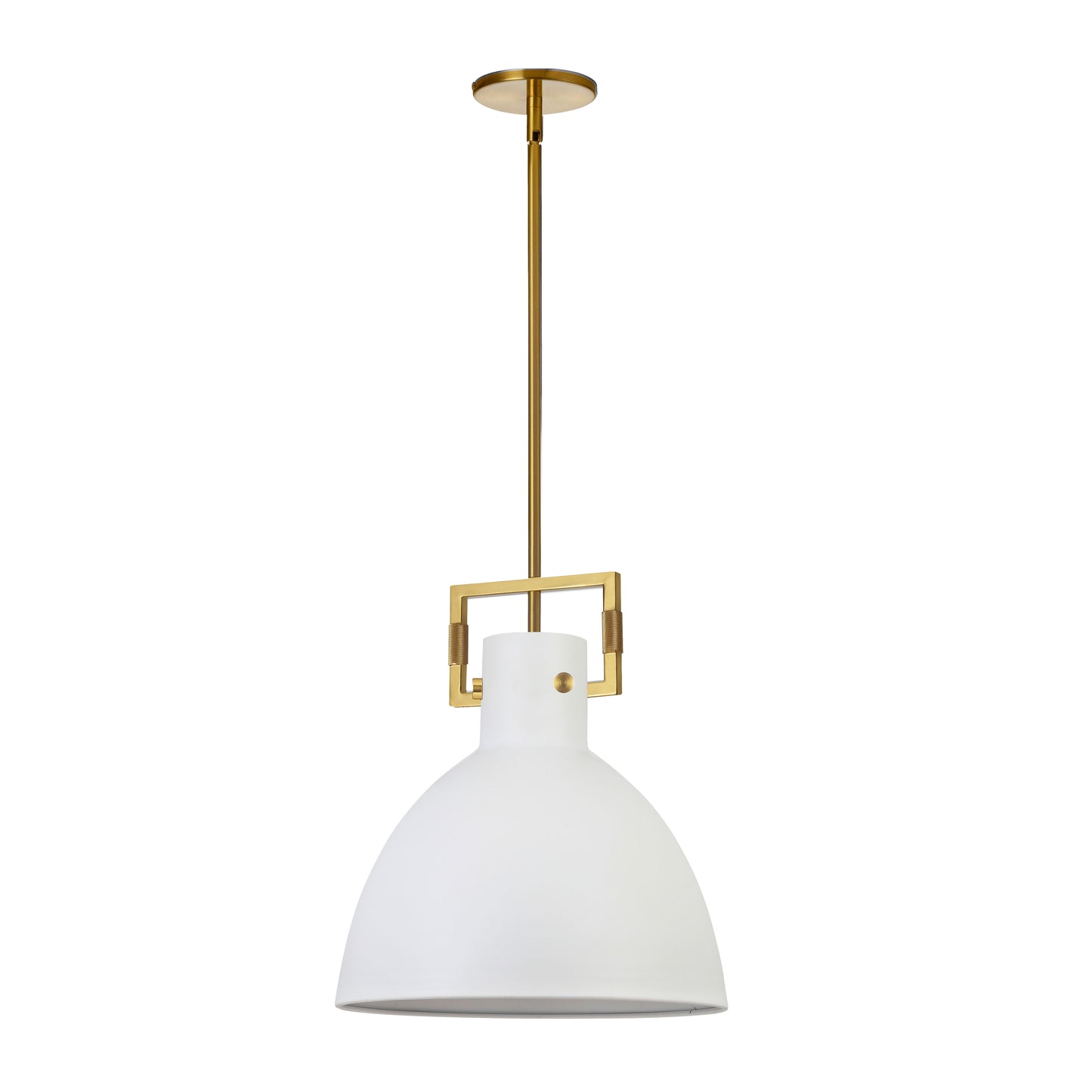 Dainolite 1 Light Incandescent Pendant, Aged Brass w/ MW Metal Shade