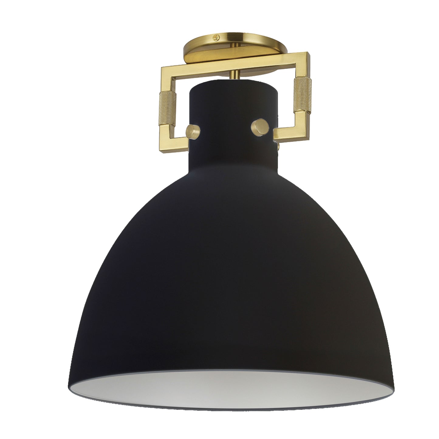 Dainolite 1 Light Incandescent Liberty Semi-Flush Mount Matte Black w/ a Matte Black Shade