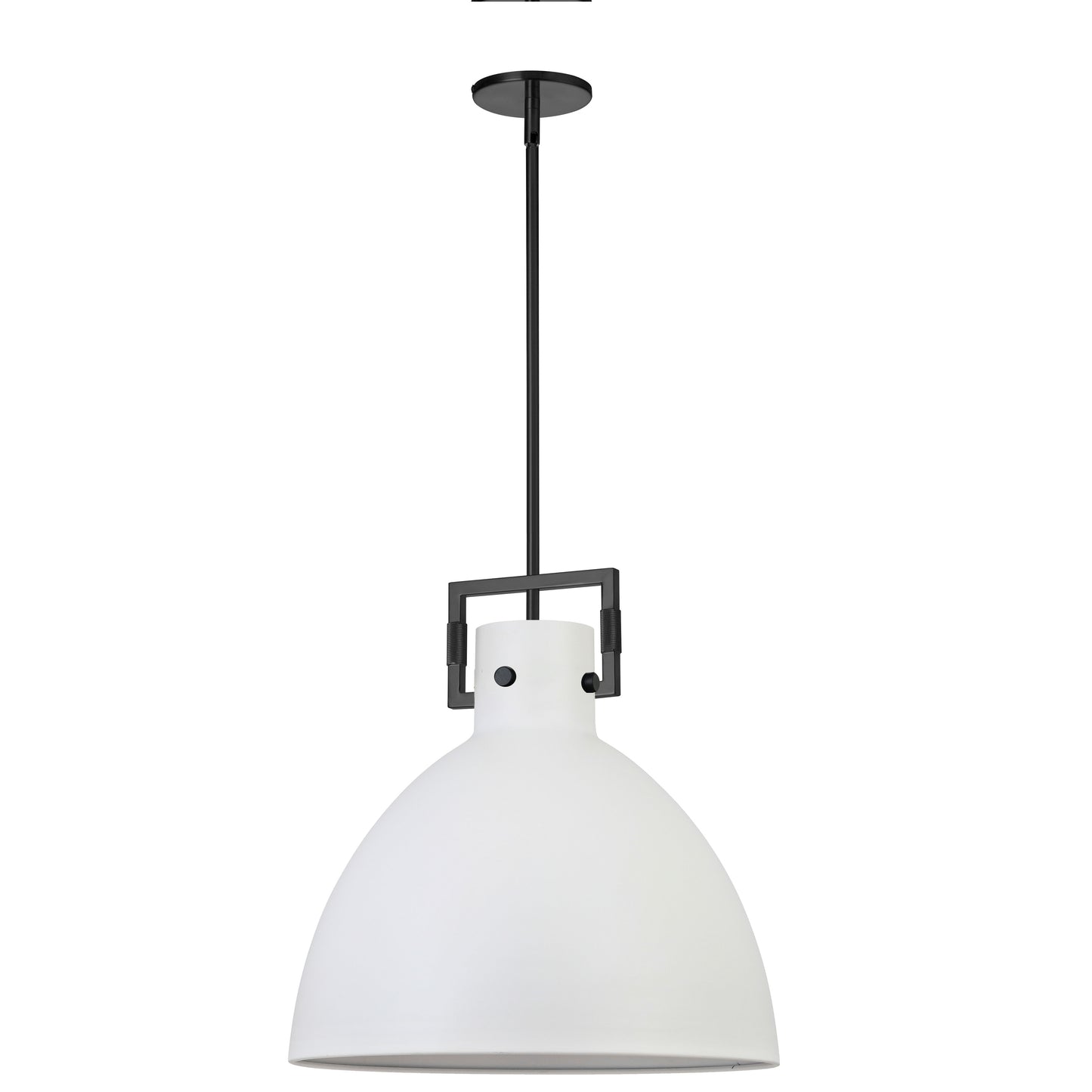 Dainolite 1 Light Incandescent Pendant Matte Black with Matte White Metal Shade