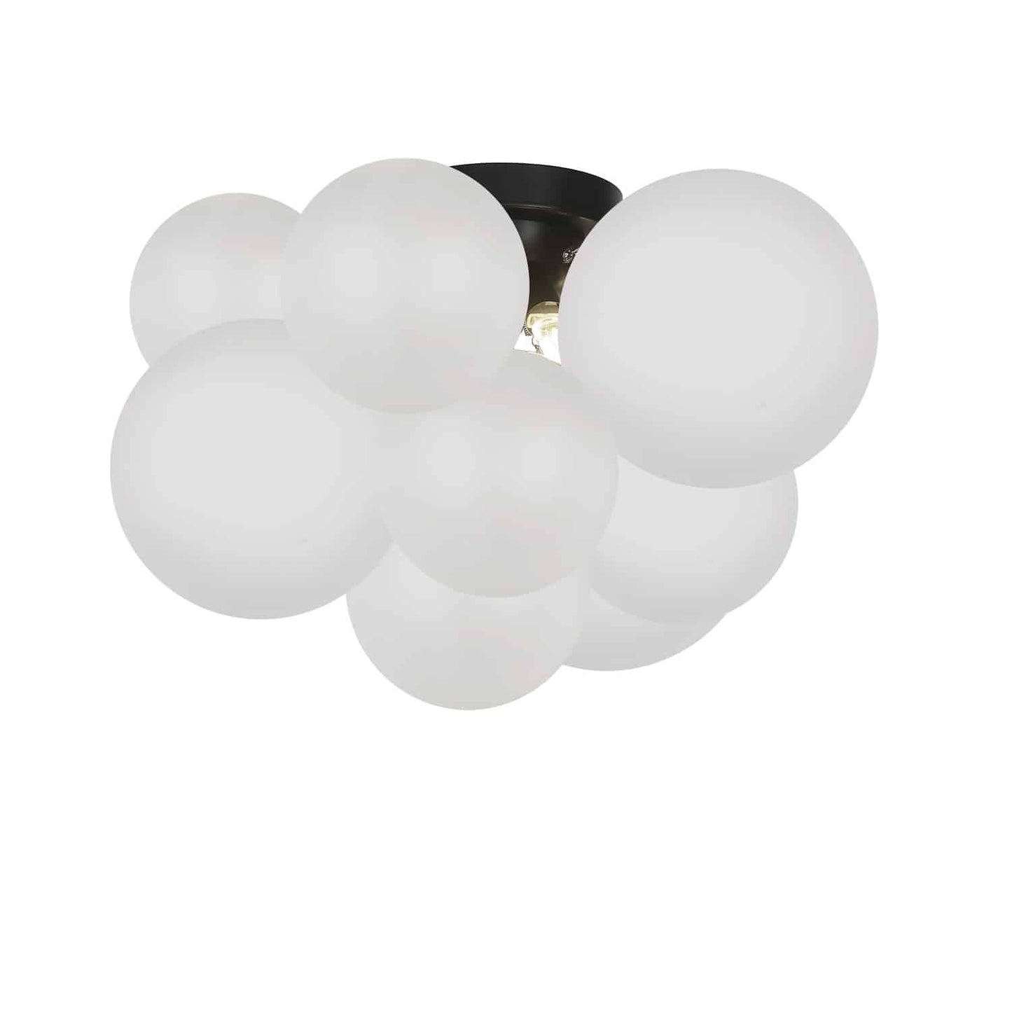 Dainolite 3 Light Matte Black Halogen Flush Mount w/ Frosted Glass
