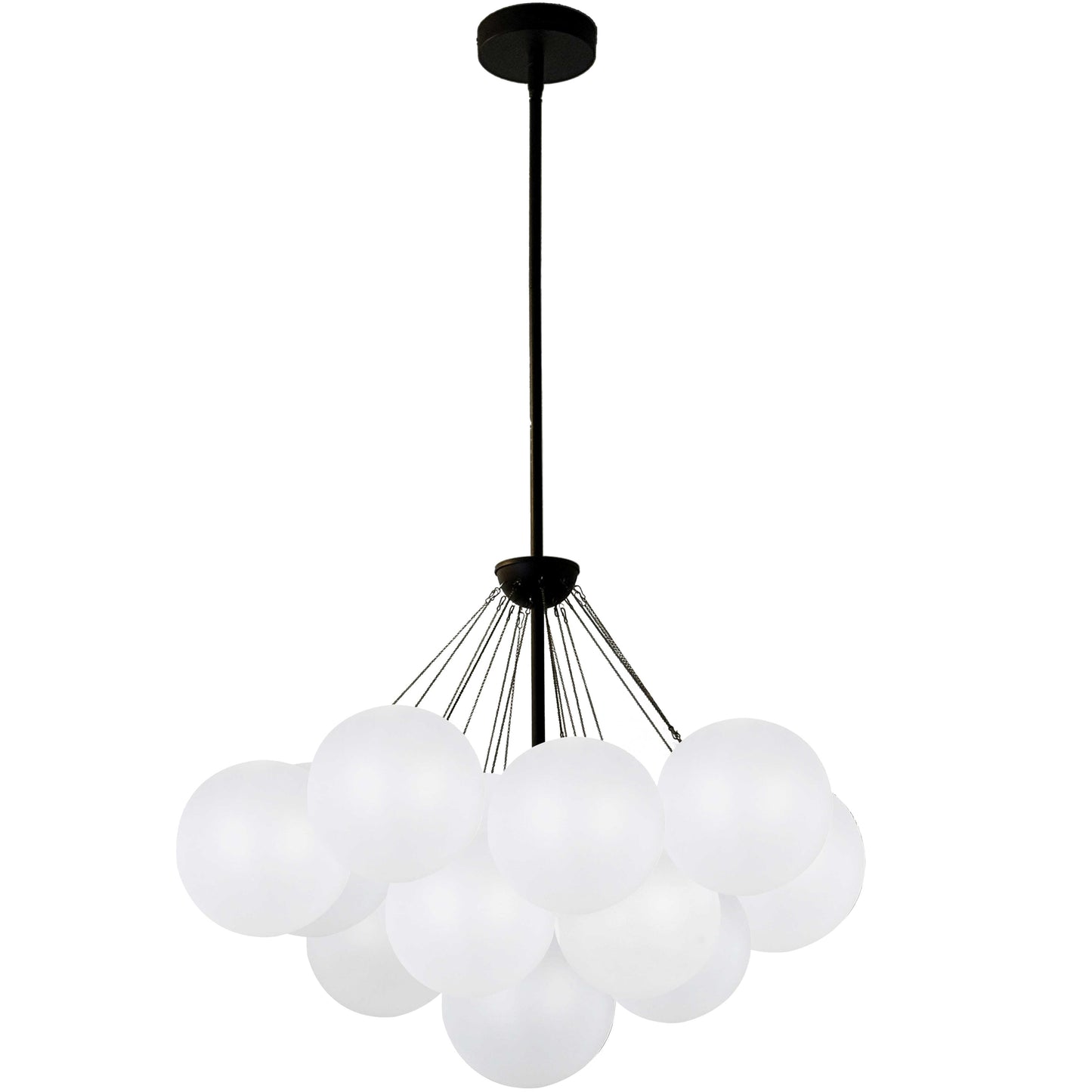 Dainolite 4 Light Matte Black Chandelier w/ Frosted Glass