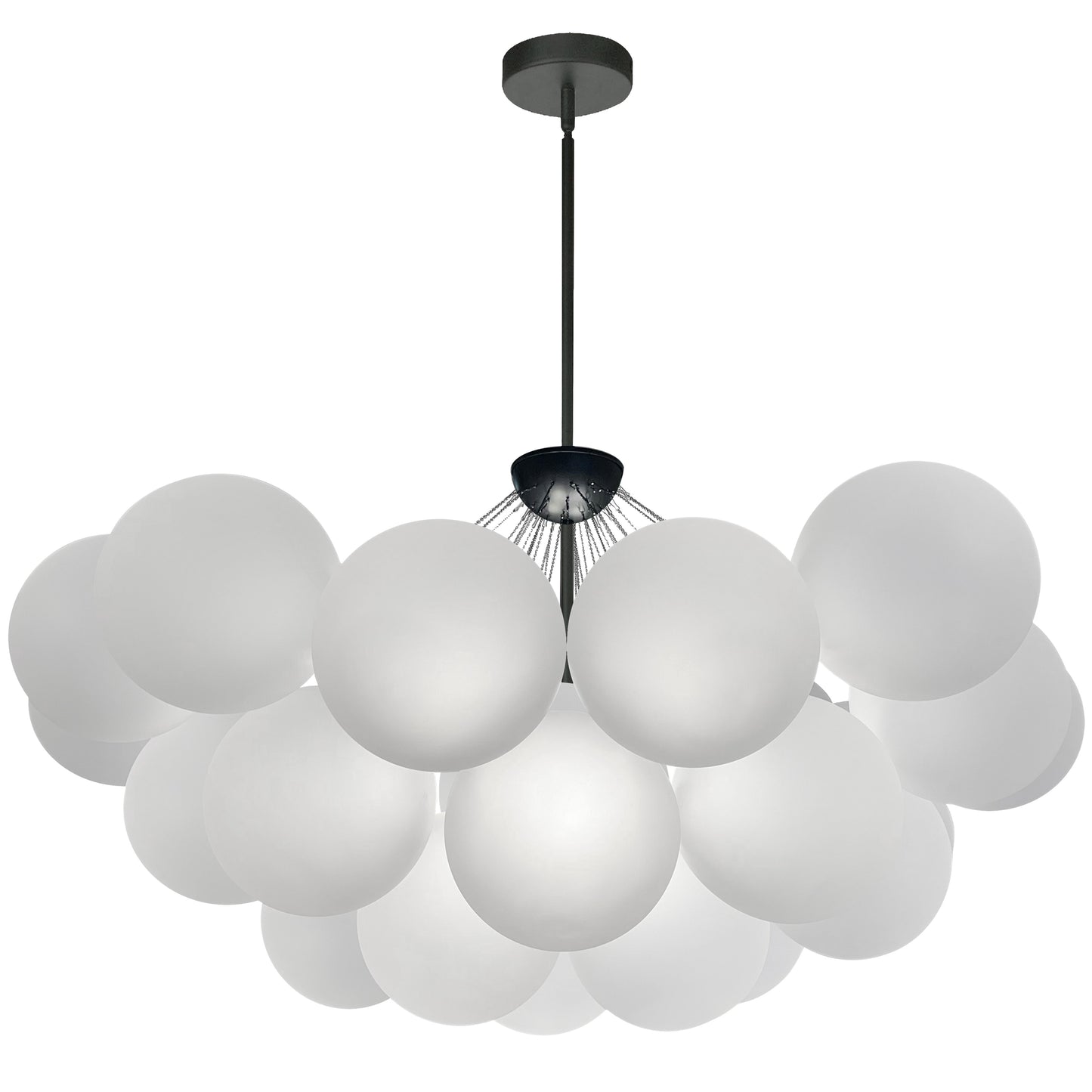Dainolite 8 Light Matte Black Halogen Chandelier w/ Frosted Glass