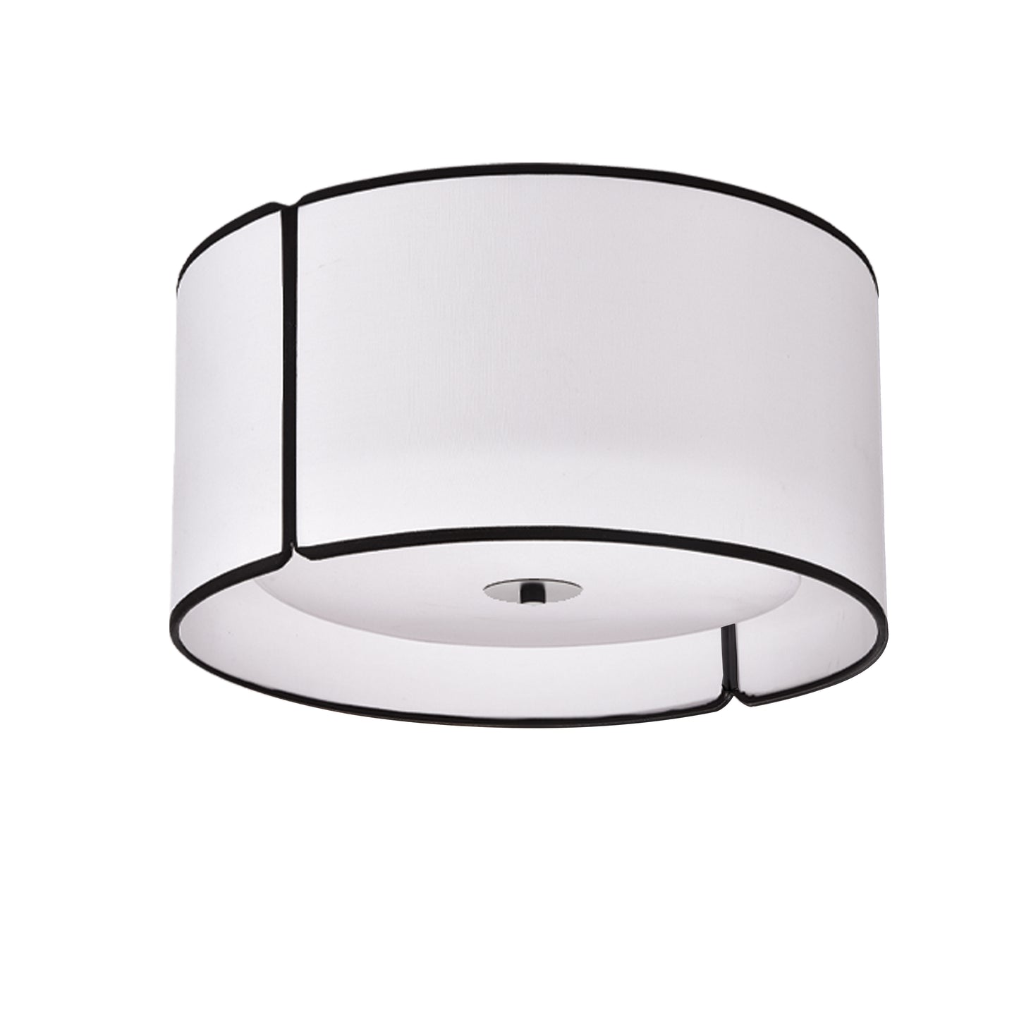 Dainolite NDR-153FH-BK-WH 3 Light Notched Drum Flush Mount, Matte Black White Shade and Diff